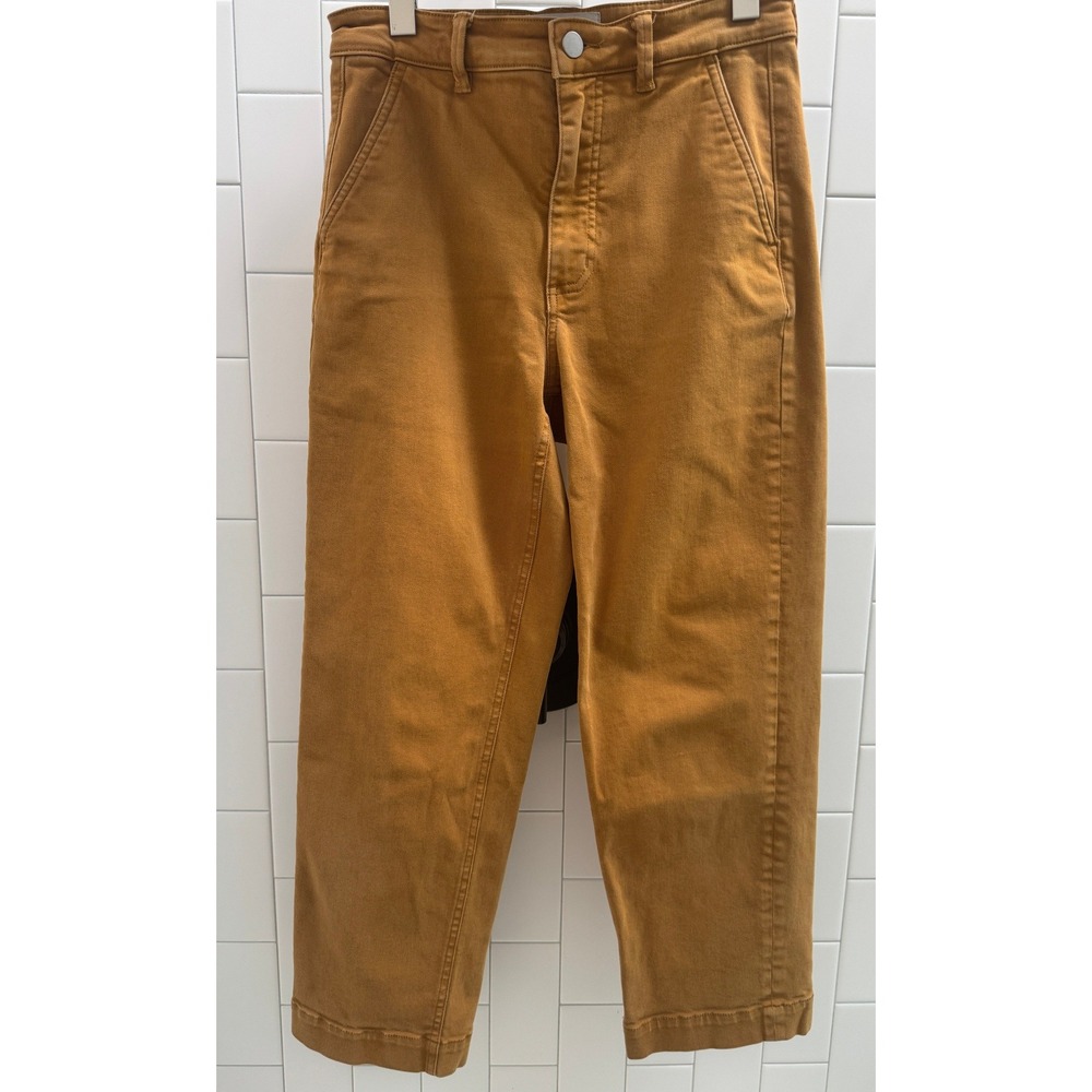 Everlane Cropped Straight Leg Pants Womens 6 Ochre Brown High Rise Utility Twill